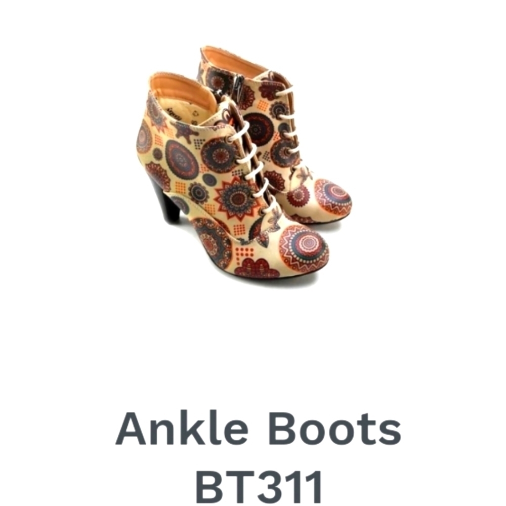 GOBY Shoes Paisely Print Ankle Boots